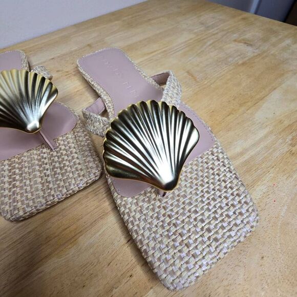 Katy Perry The Camie Shell Sandal Natural Woven Size 8 - Picture 3 of 13